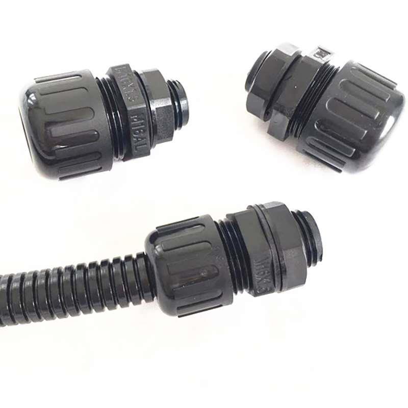 PA66防水环保尼龙管接头塑料波纹管接头浪管抗拉固定头软管固定头