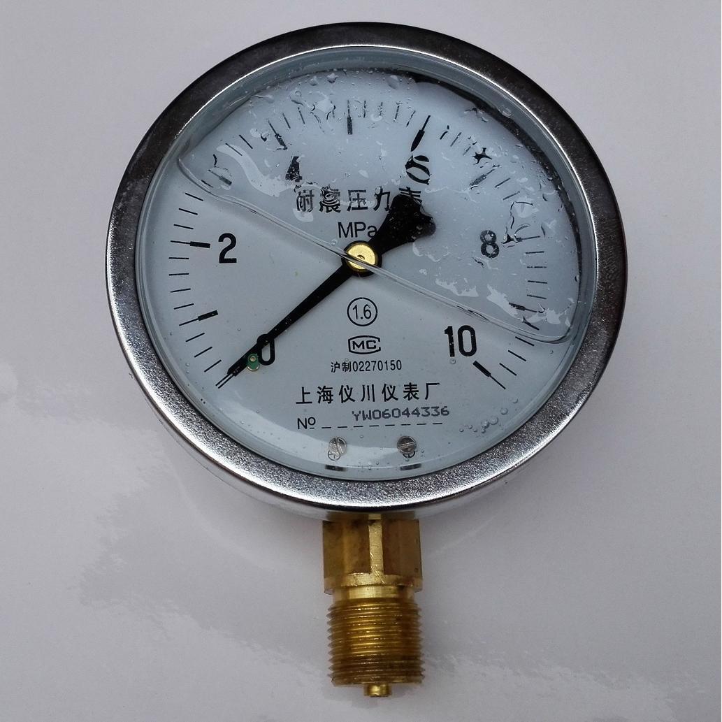 耐震压力表 YN-100 0-10MPA  M20*1.5 直径100mm 上海仪川仪表厂