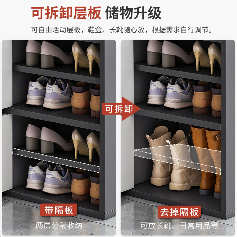。鞋柜玄门柜带门家用窄款楼道简约高立式吸纳盒储物柜简易一体鞋