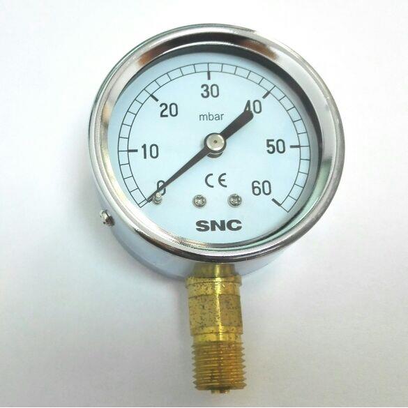 微压气压表 膜盒压力表 YE-60 Φ60mm 压力0-60mbar 螺纹m14x1.5