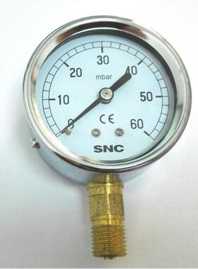 微压气压表 膜盒压力表 YE-60 Φ60mm 压力0-60mbar 螺纹m14x1.5