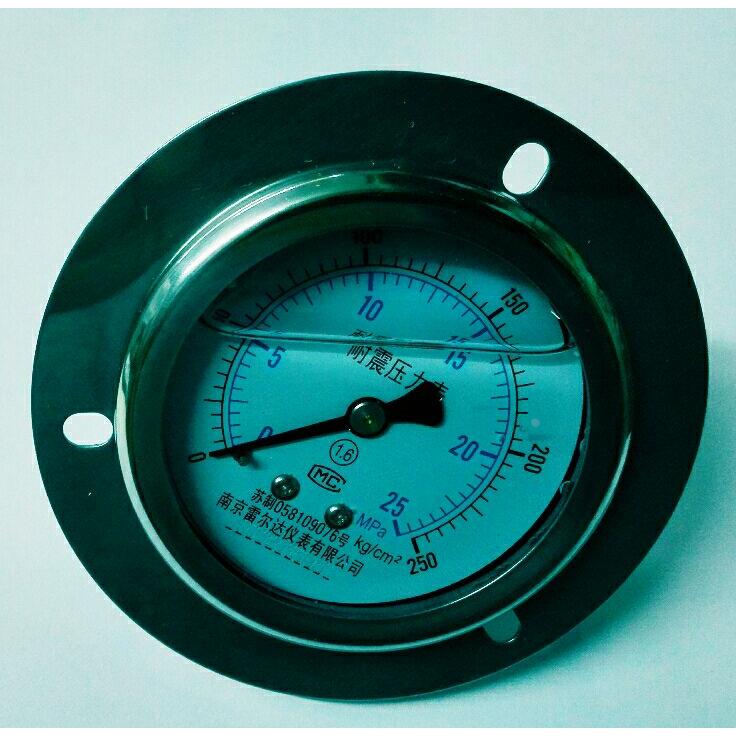 嵌入式轴向带前固定边耐震压力表 yn-60zt 0~25MPA 0-250KG/CM2