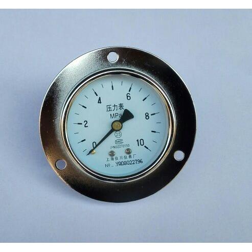 轴向带边压力表 y-60zt 0~10mpa 直径60mm 螺纹m14 嵌入式压力表
