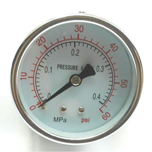 60mm 轴向压力表 无边 Y-60z 压力 0-0.4mpa～60psi 螺纹M14X1.5