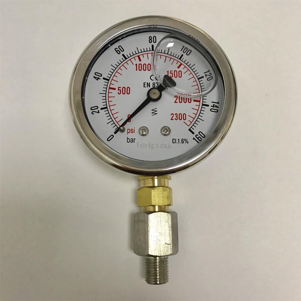 160bar 2300psi （16mpa) 压力表 直径前61mm-后68mm 螺纹m10x1