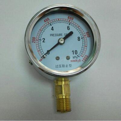 pressure gauge 0～10kpa 0～1000mmh²o 气体 过压防止型压力表