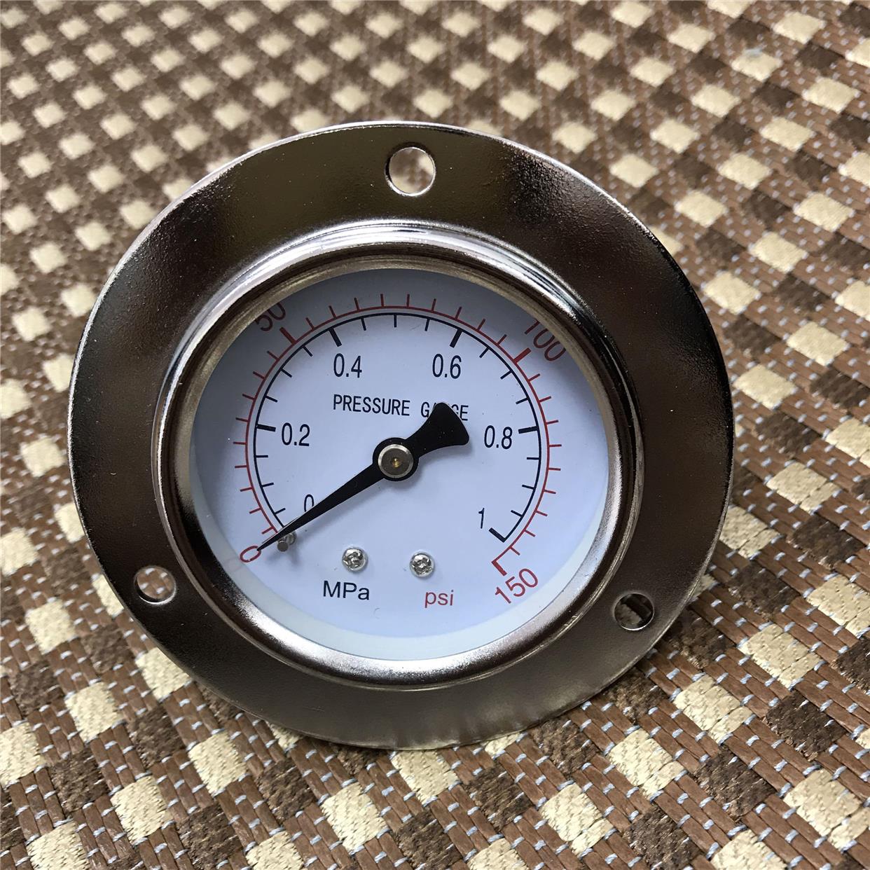 6cm压力表 带安装固定圈 带气管接头压力1MPA150psi接外径8mm气管