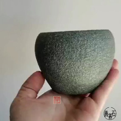 。青石小花盆无孔水培器微盆景盆拇指盆复古多肉小石盆天然石器圆