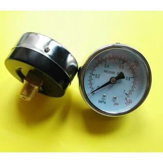轴向英文压力表 双刻度显示压力 0～150psi/0～1mpa Φ60mm PT1/4