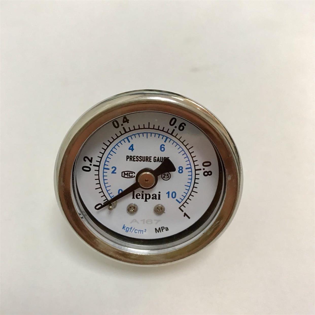 轴向不锈钢压力表 无油 Y-40Z-BF 0-1mpa 10kgf/cm2 直径41-47mm