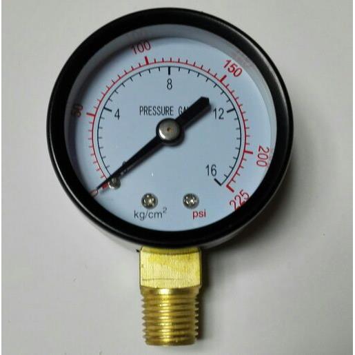 pressure gauge 16kg/cm2 psi225psi Φ50mm pt1/4 压力测试表