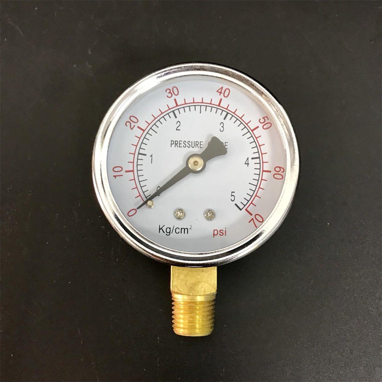 Pressure gauge 压力表 直径60mm 压力 5kg/cm2 70psi 螺纹pt1/4