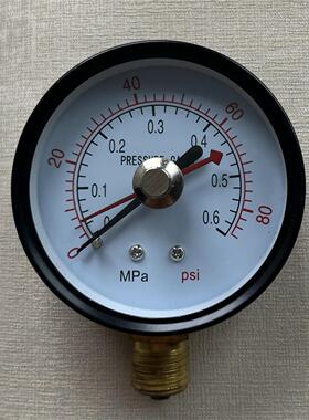 双针型压力表 直径60mm 双针记忆y-60 0.6MPA 6kgf/cm2 80psi径向