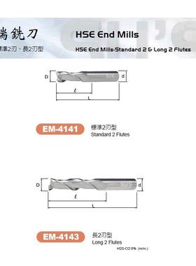 苏氏SUS白钢锣刀D1至25英制1/8-1in高钴钢两刃白色高速钢平头铣刀