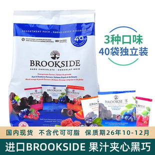 加拿大贝客诗Brookside进口混装水果味蓝莓汁夹心黑巧克力豆零食