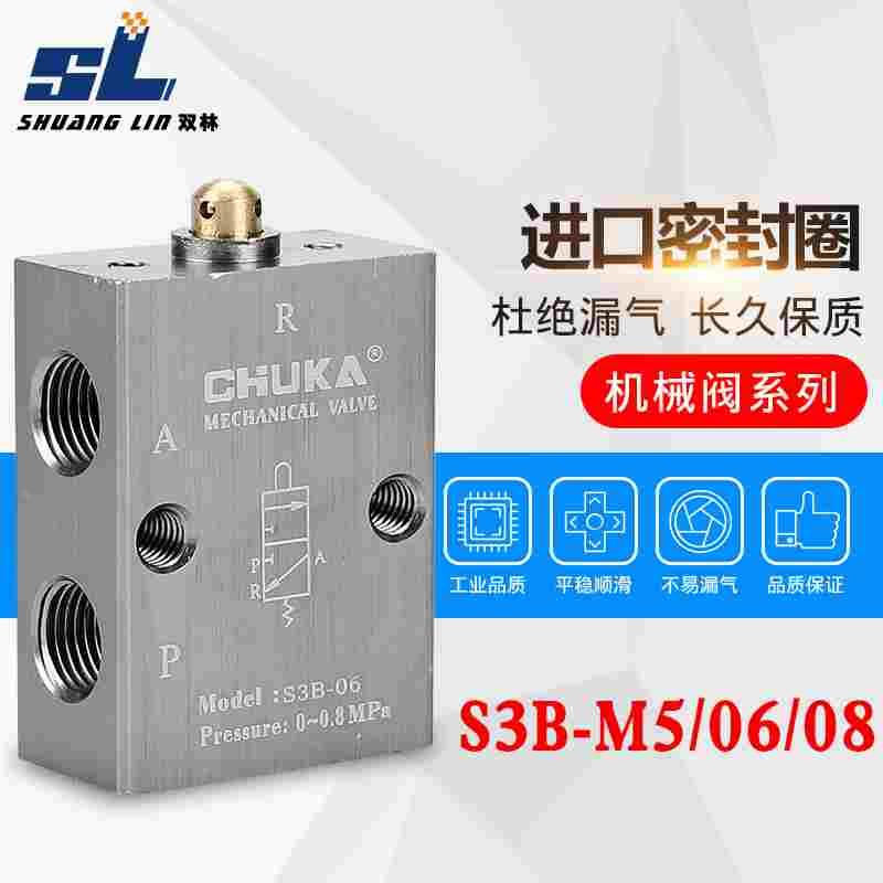 亚德客型两位三通基本型气动机械阀S3B-06机控阀S3B-M5 S3B-08