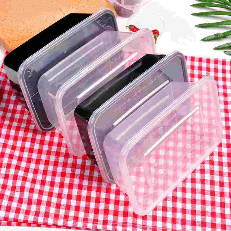 长方形一次性餐盒塑料外卖打包盒子加厚透明黑色保鲜快餐便当饭