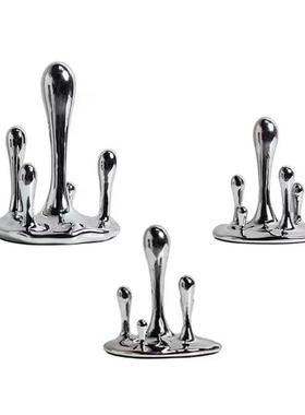 现代轻奢极简抽象树脂水滴水花艺术摆件客厅玄关样板房软装饰品