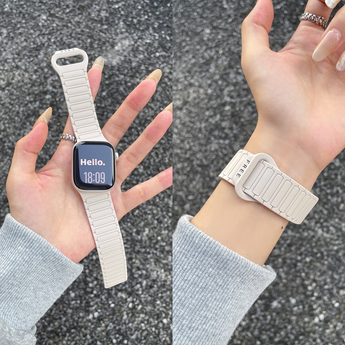 适用iwatch10斜切硅胶磁吸表带