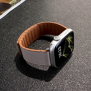 适用苹果手表表带iwatchs11高级皮质磁吸11腕带applewatch硅胶s10女款se男生s9运动s8透气s7新款ultra3手表带