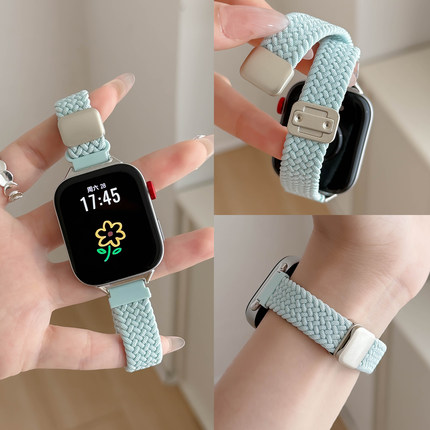适用华为FIT4表带fit3手表新款watchfit4运动腕表编织磁吸腕带FIT4pro智能手环替换带fit小蛮腰女生细款夏天