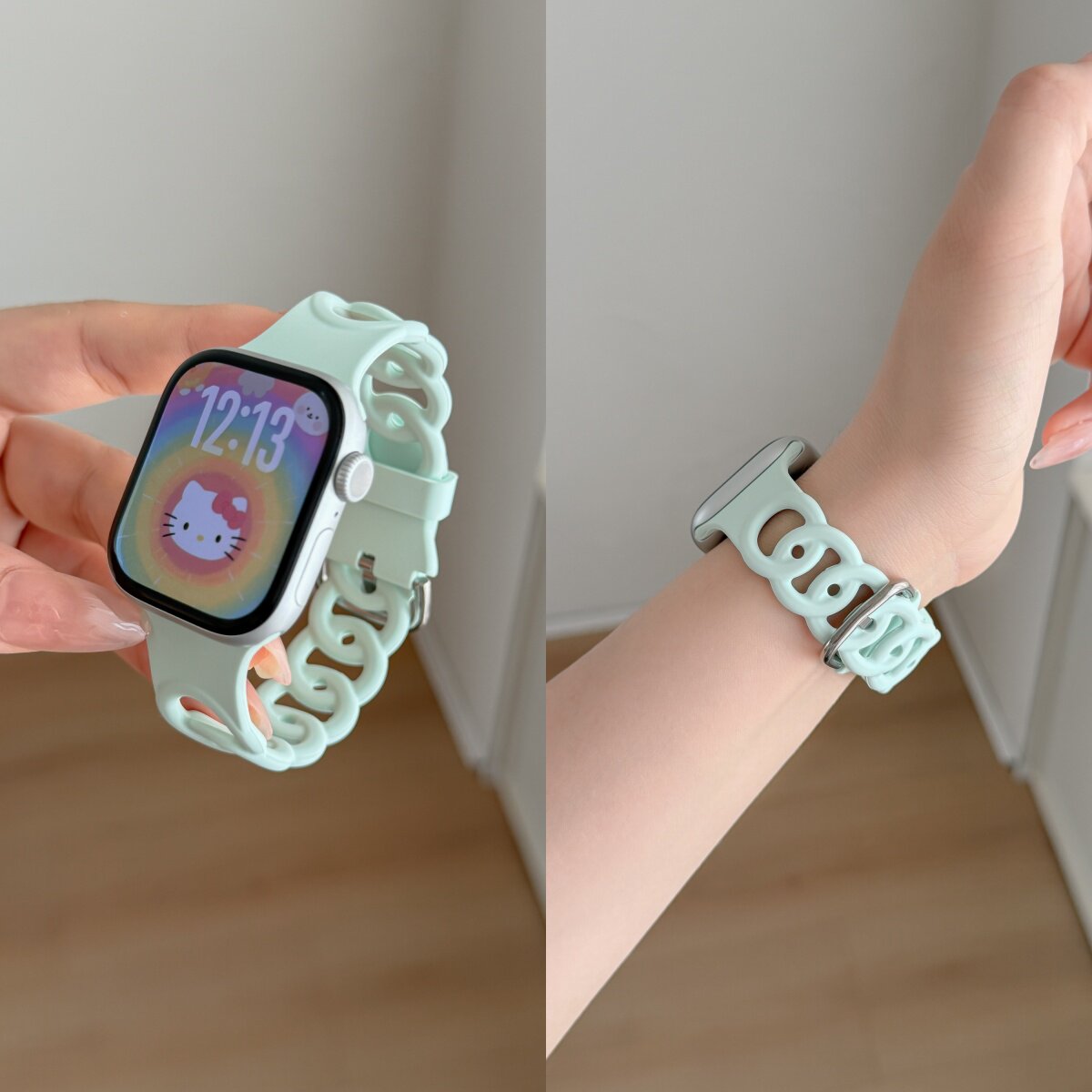 适用iWatch11甜甜圈镂空硅胶表带