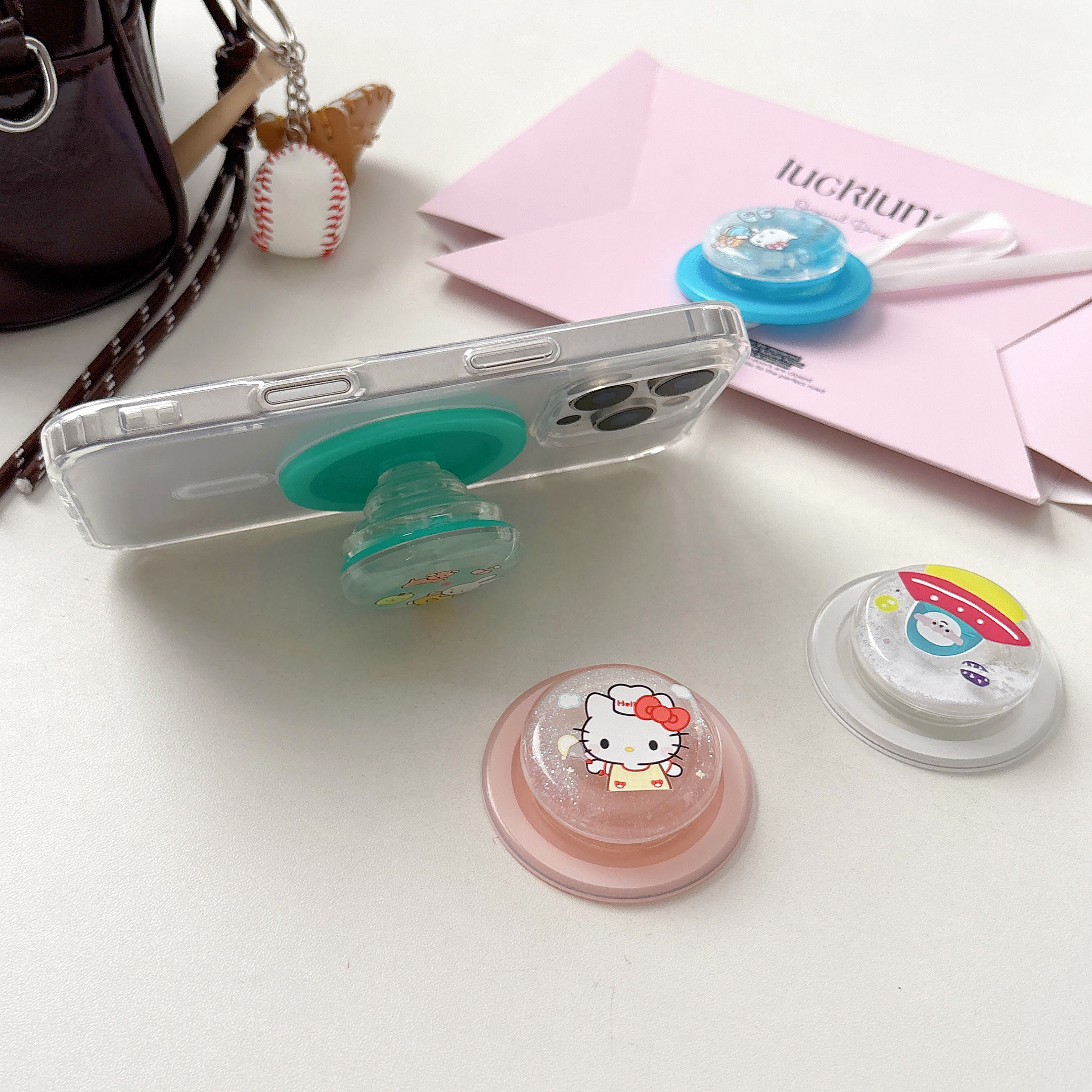 泡泡流沙圆形Magsafe磁吸手机支架指环扣伸缩气囊硅胶适用iphone17苹果旅行便捷桌面懒人支撑架背贴强力女生