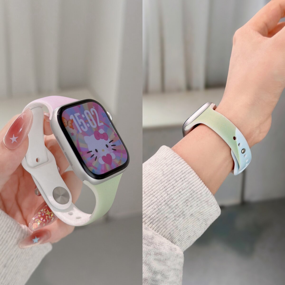 适用iWatch11渐变色硅胶运动表带