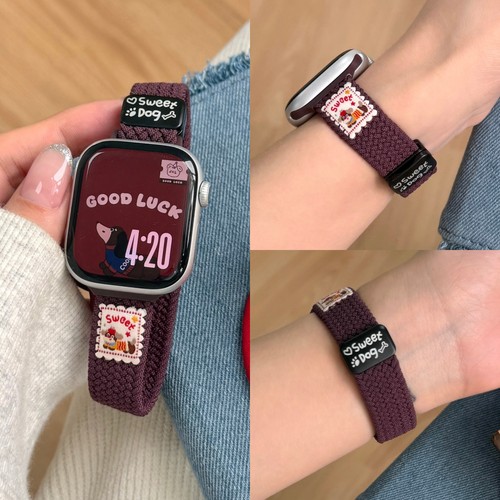 适用苹果手表11表带绛樱桃色