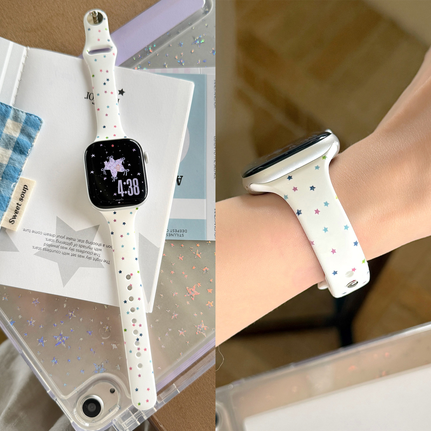 夏日彩点小蛮腰硅胶适用iWatch11表带苹果S10手表applewatch10夏季女生新款SE3多巴胺创意细款s9运动高级腕带