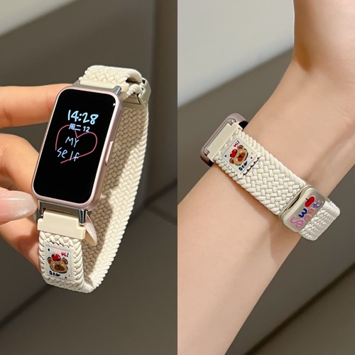 适用华为手环10表带9手表8运动编织尼龙手表带新款智能nfc可爱小熊高级感透气磁吸替换带女生九十代男士配件