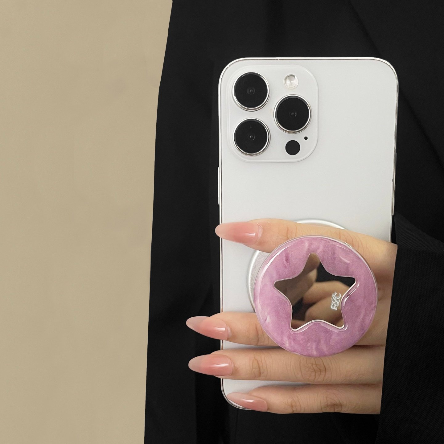 星星镜子手机支架磁吸款强力吸附MagSafe伸缩气囊补妆镜背贴五角星高清镜面高级桌面追剧底座架便携创意新品