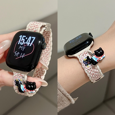 适用S11苹果11手表iwatch10表带applewatch磁吸编织S10腕带保护壳套Ultra3女款SE3/2运动9可爱挂饰s9新款秋冬