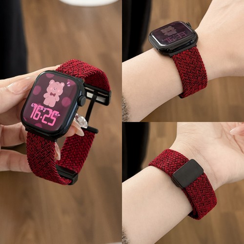 适用苹果S11手表表带编织磁吸