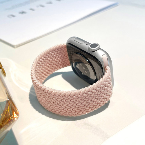 适用iwatch10编织表带星光粉砂色