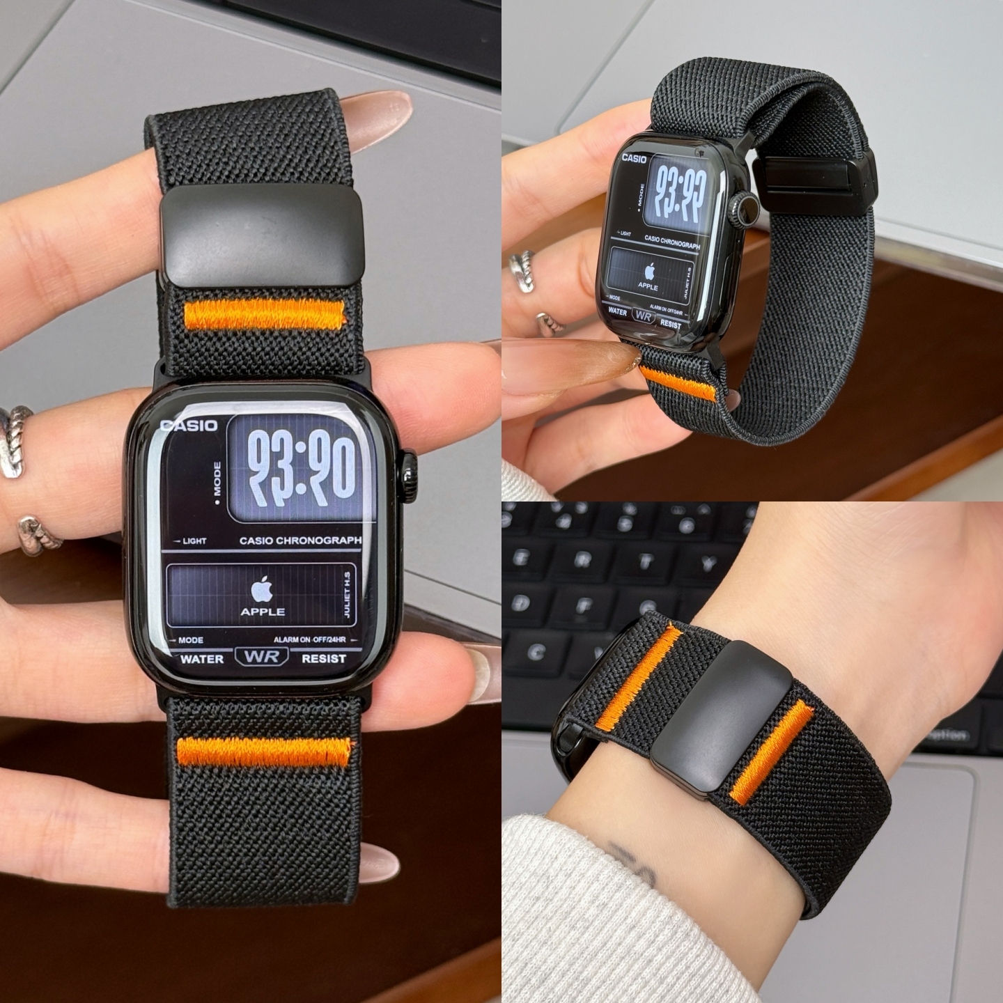 适用苹果手表S10表带applewatch10/9/8/7潮酷S9尼龙编织S8新款iWatch10运动腕带se男夏天ultra磁吸弹力女41mm