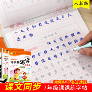 【配套教材】七年级上册下册语文字帖 初一同步练字帖部编版人教版 2026年写字练字钢笔描红练习 7年级上学期课课练每日一练写字帖