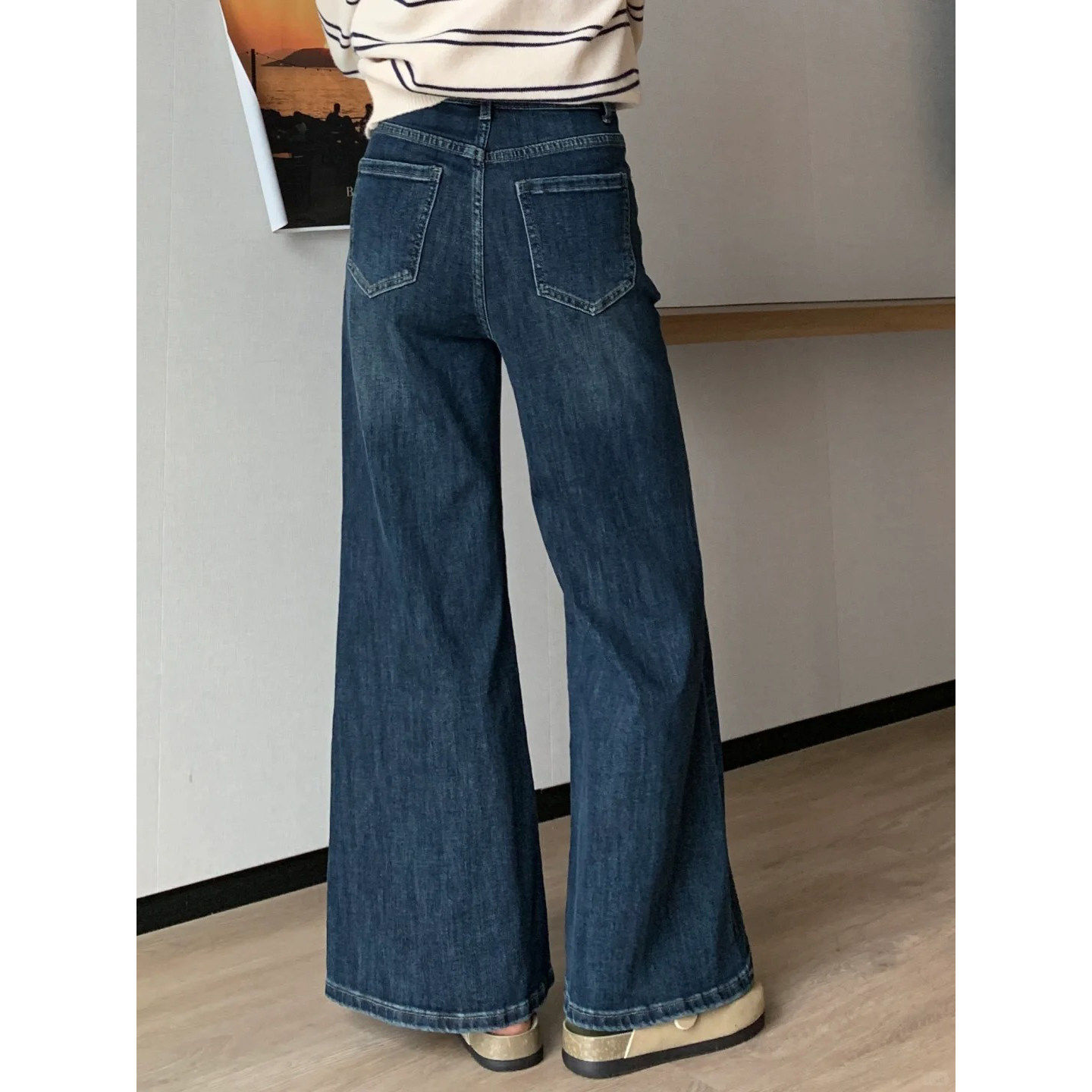 微喇叭裤女2026新款小个子裤子胖mm显瘦加绒加厚不贴腿喇叭牛仔裤