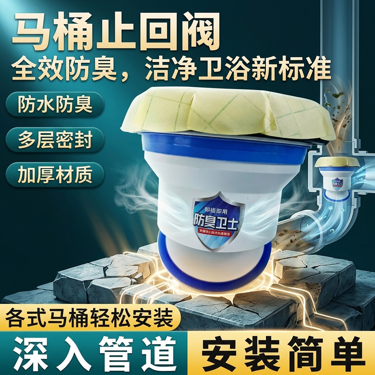 马桶防反水逆止阀二楼法兰防溢水止逆阀卫生间防反臭神器止回阀