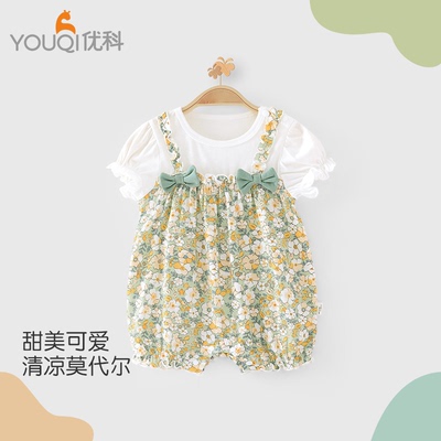 优科女宝宝夏季薄款短袖连体衣