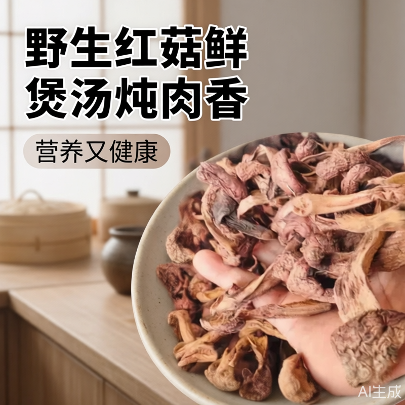 东北野生红菇阿尔山特产鸡血蘑松树伞菌菇类煲汤红蘑野生菌肉蘑新