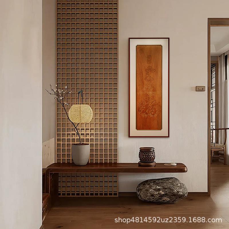 东阳浮雕画实木香复古木雕墙挂件新中式入户装饰挂画复古高级图片