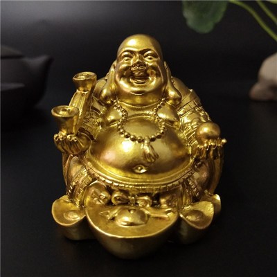 Gold Laughing Buddha Statue Chinese Feng Shui Money Maitrey