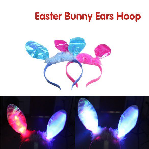 LED Bunny Ear Head Hair Band Costume Flashing Easter Bunny E