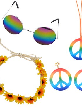Beach party cosplay Hippie Headband Peace Sign Earring Peac