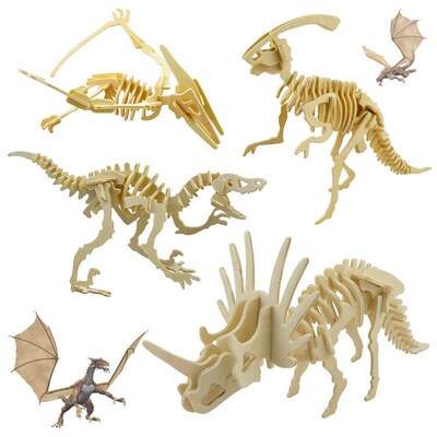 3D Simulation Dinosaur Skeleton Puzzle DIY Wooden Educationa