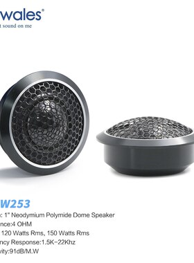 Carwales Car Super Tweeter Speakers 4 Ohms Mini Dome Hifi Tw