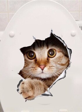 Cat Vivid 3D Smashed Switch Wall Sticker Bathroom Toilet