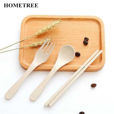 Nordic 4 Colors Wheat Straw Dinnerware Sets Portabl