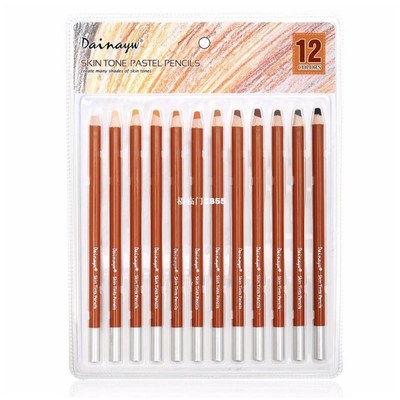 Dainayw 12 Colors Professional Soft Pastel Pencils Wood Skin